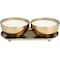 White Wax Egyptian Mint Scented Candle Set with Gold Hammered Containers and Oval Holding Tray